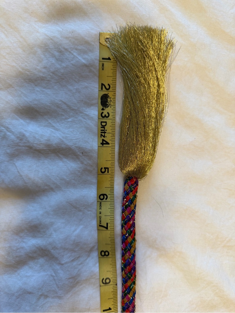 Vintage Fabric Multicolor Belt With Gold Tassels Size Large (L) Length 58” - Picture 4 of 16